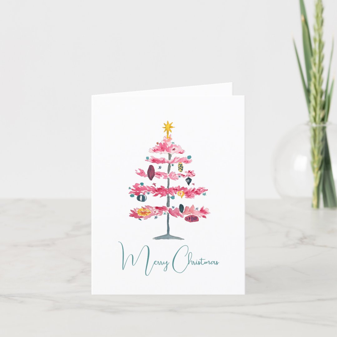 Hand-Painted Vintage Christmas Tree Cards (set of 5)